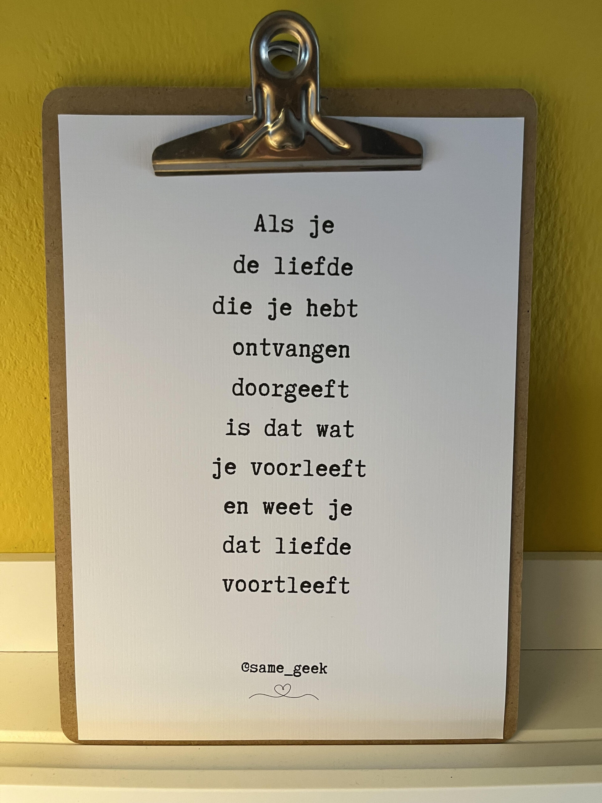 Gedicht naar keuze op A4