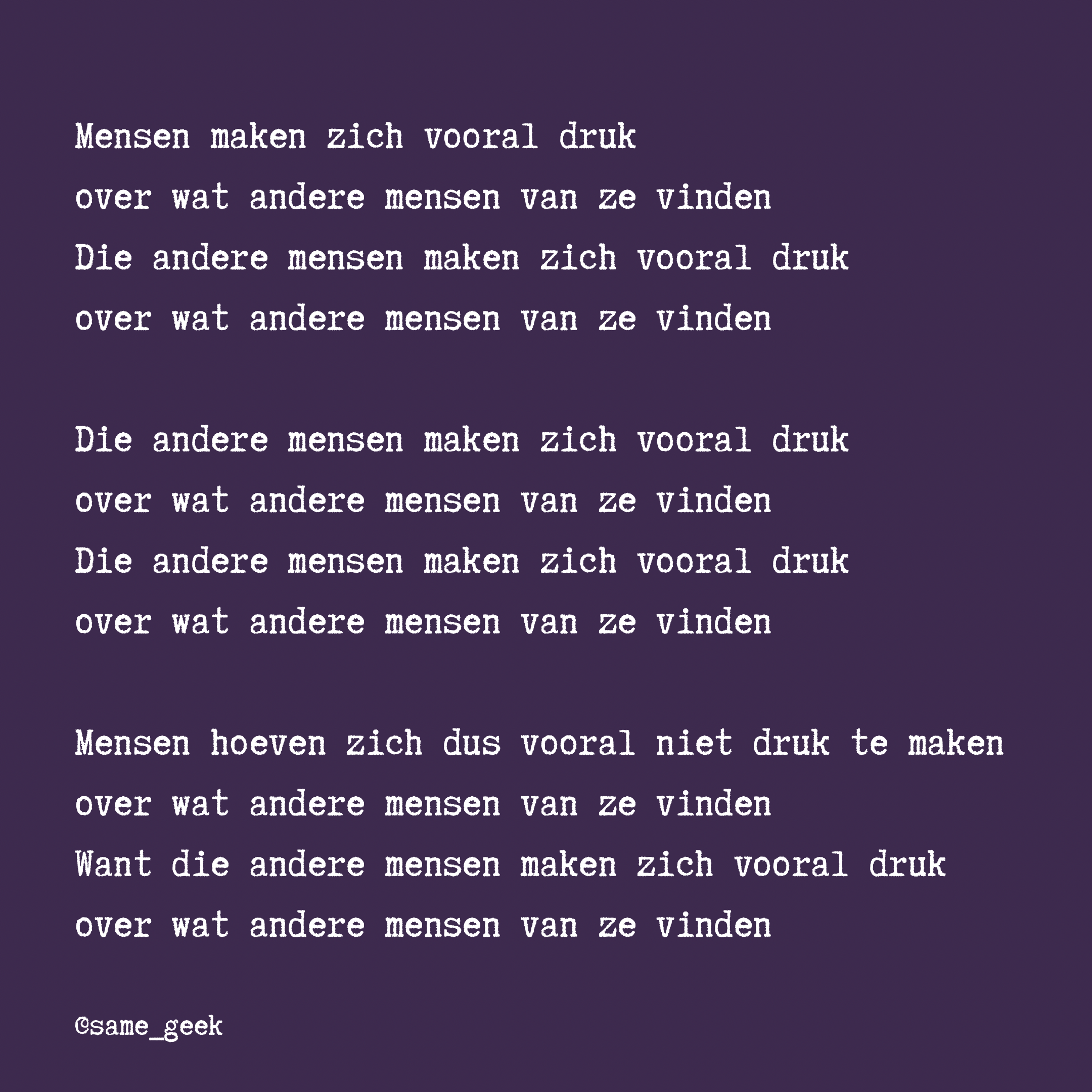 Wenskaart Maak je niet druk