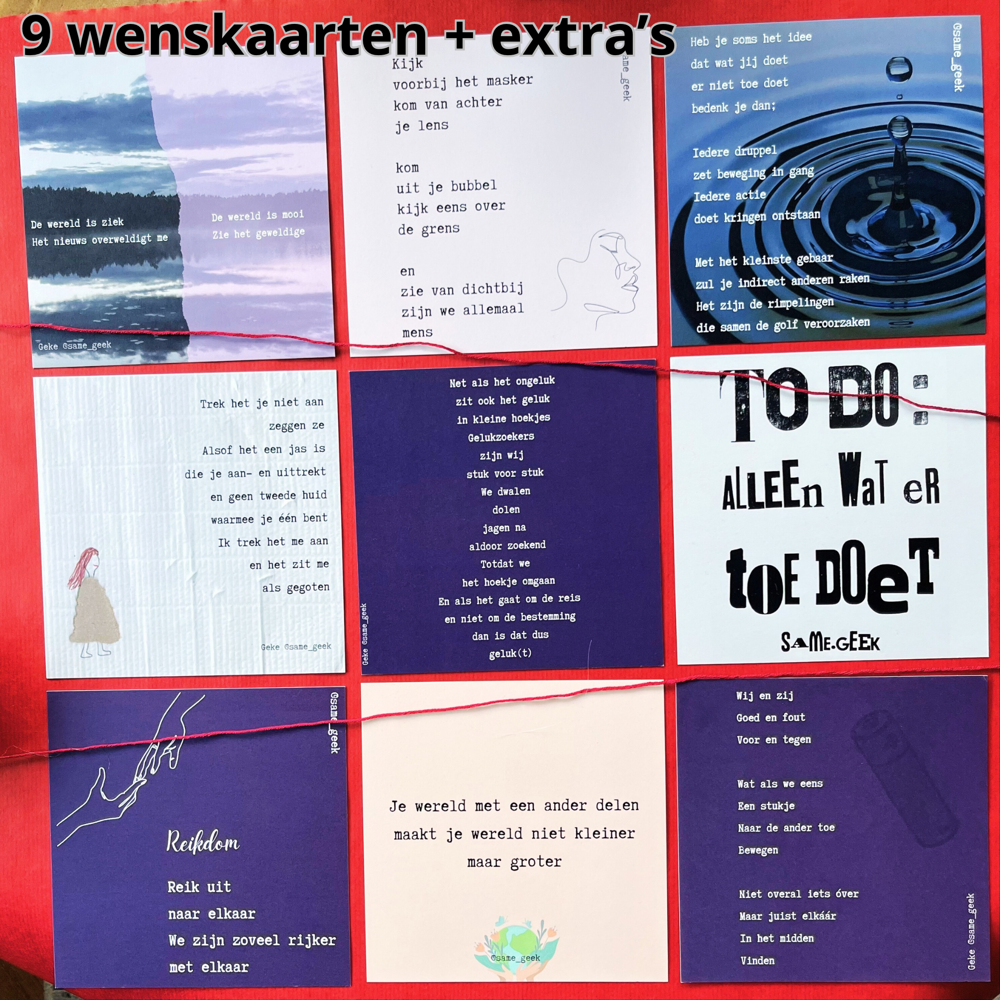 Wij trekken een rode lijn-wenskaartenset